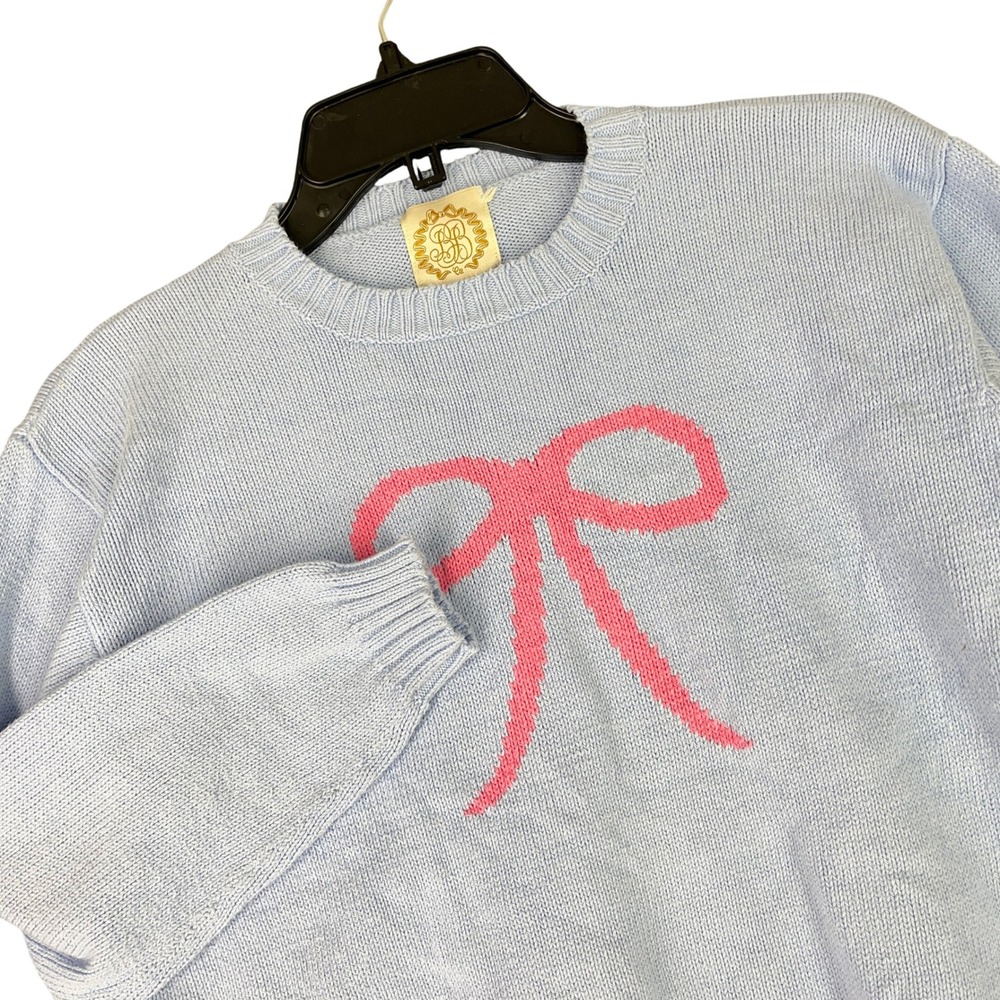 The Beaufort Bonnet Company Sweater Girl 14 Pink Bow Intarsia Cotton Knit School